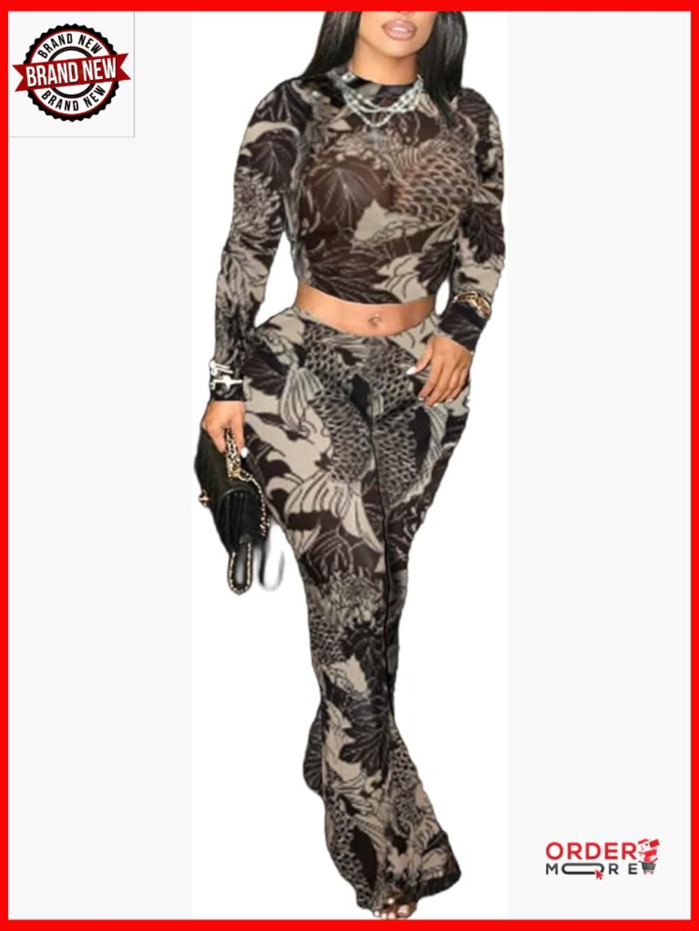 Two Piece Mesh See Through Top Bodycon Pants Set Y2K Club Outfits